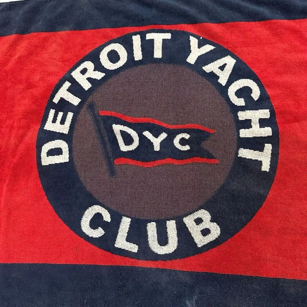 Vintage Detroit Yacht Club Beach Towel Heavy Weight 57” X 30” Made In USA